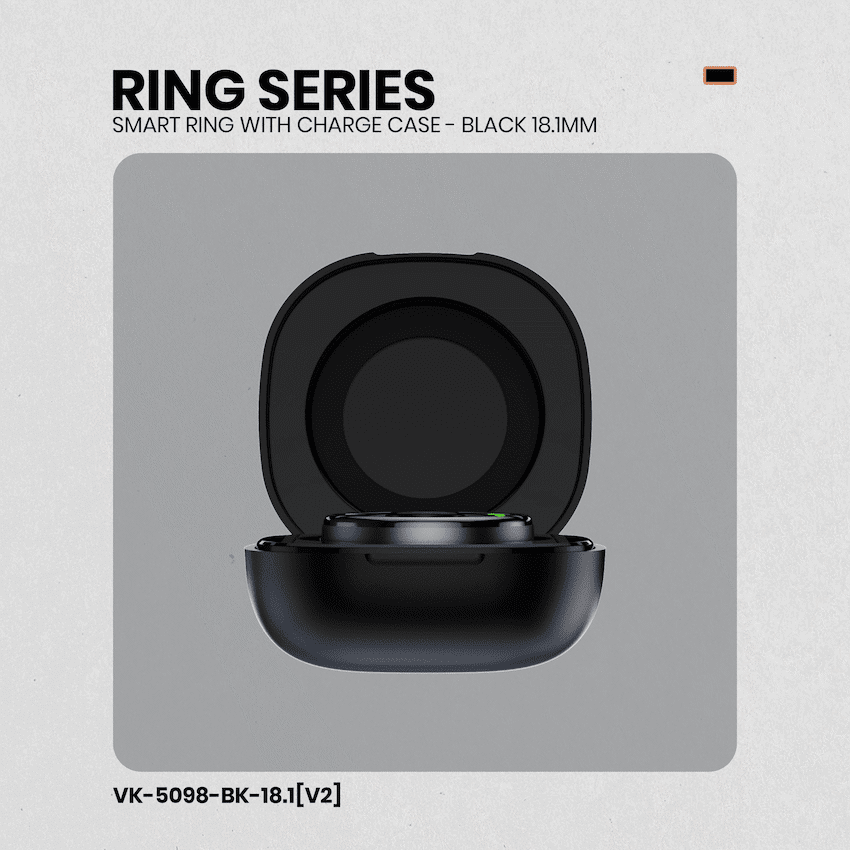 Volkano Ring Series Smart Ring with Charge Case - Black 18.1mm - Image 2
