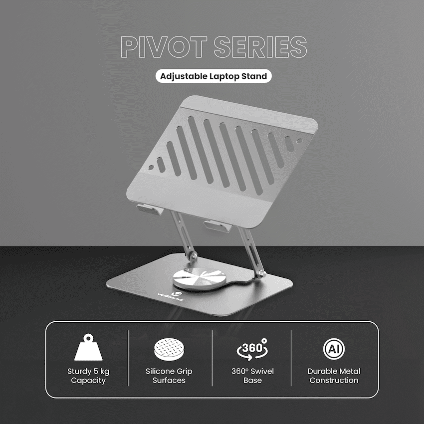 Volkano Pivot Multifunctional Swivel Adjustable Aluminium Laptop Stand - Image 2
