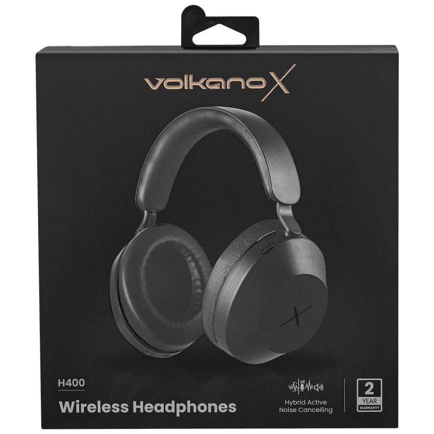 VolkanoX H400 Hybrid Active Noise Cancellation Headphones - Black - Image 4