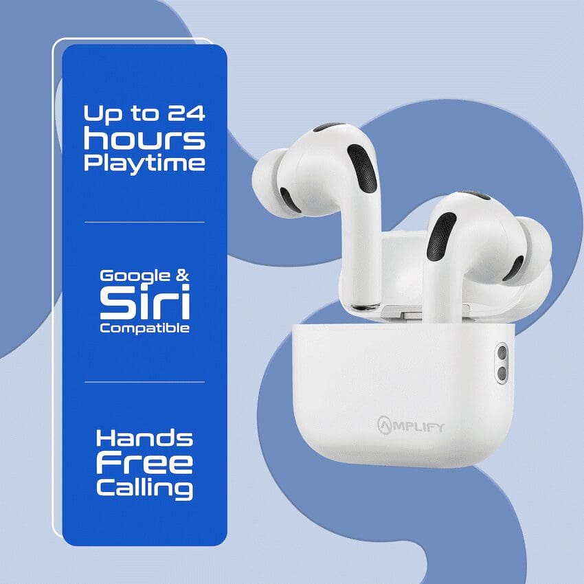 Amplify Note X 3 Series TWS Earphones - White Case + Black Cover - Image 4