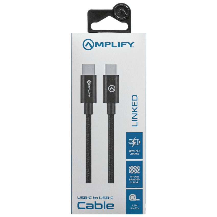 Amplify Linked Series USB-C to Type-C 60W Braided Cable 1.2m - Black - Image 4