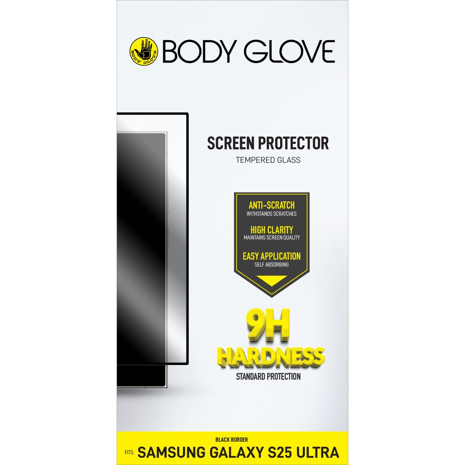 Body Glove Tempered Glass Screen Protector - Samsung Galaxy S25 Ultra - Black Border