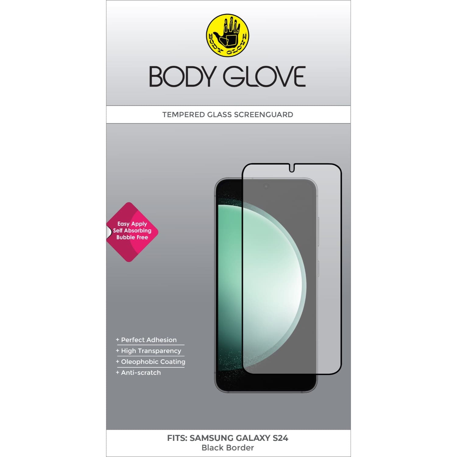 Body Glove Tempered Glass Screen Protector - Samsung Galaxy S24 - Black Border - Image 2