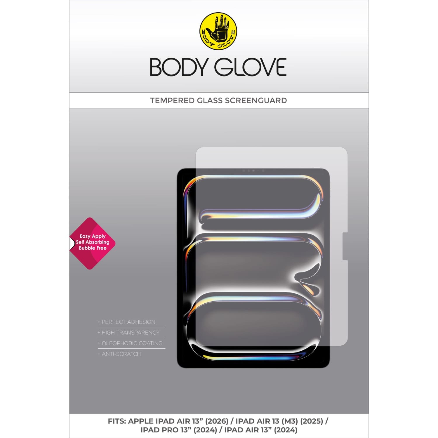 Body Glove Tempered Glass Screen Protector - Apple iPad Air 13 (2024-2026) / iPad Pro 13 (2024) - Clear