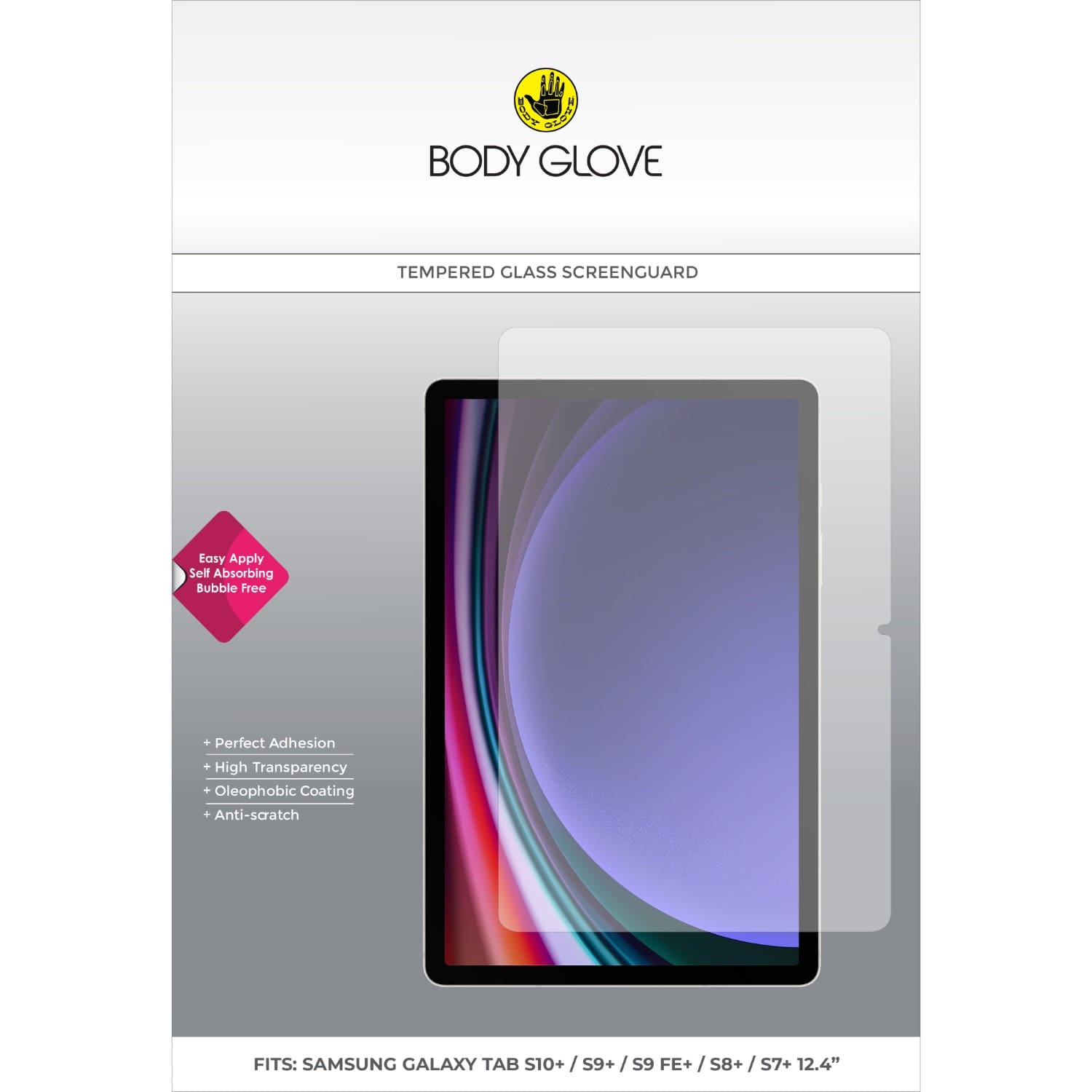 Body Glove Tempered Glass Screen Protector - Samsung Galaxy Tab S9+ / Tab S9 FE+ / Tab S8+ / Tab S7+ - Image 2