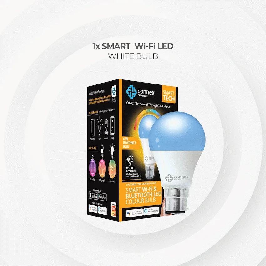 Smart Wi-Fi Bulb 6w LED RGB White - Bayonet - Image 2