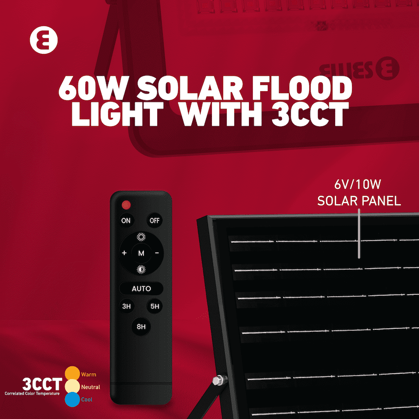 Ellies Nebula Series 60W Solar Flood Light with 3CCT -BK - Image 3