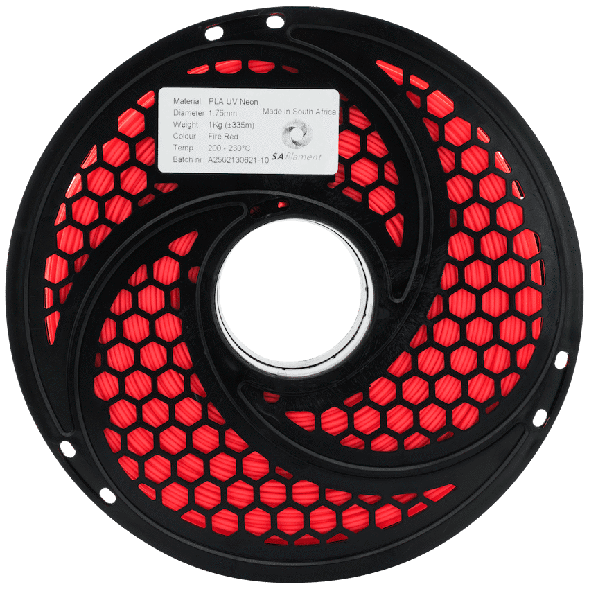 SA Filament PLA UV Neon Filament 1kg - Fire Red - Image 2