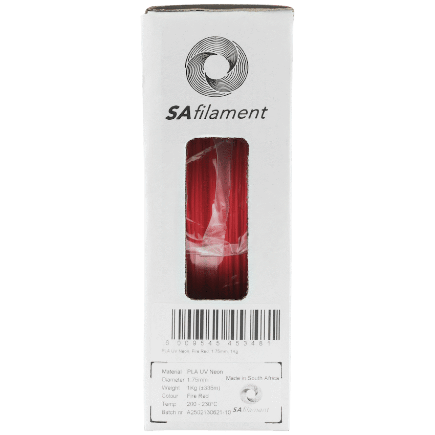 SA Filament PLA UV Neon Filament 1kg - Fire Red - Image 2