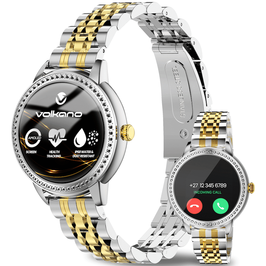 Volkano Ayla Collection Round Smartwatch With 2 Colour Metal link Strap - Image 2