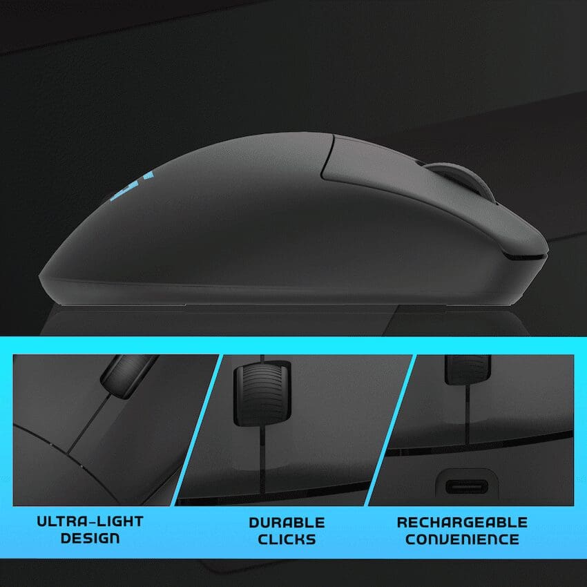 Volkano Gaming Arc SL Lightweight Rechargeable multimode Gaming Mouse - Black - Image 3