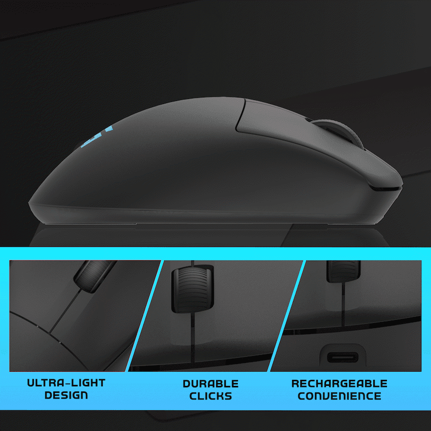 Volkano gaming Arc SL Lightweight Rechargeable multimode Gaming Mouse - Black - Image 3