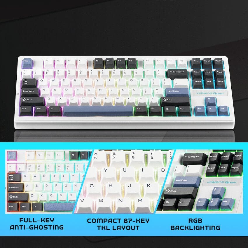 Volkano Gaming Obsidian X1 TKL Mechanical Tri-mode keyboard with Red switches - Image 3