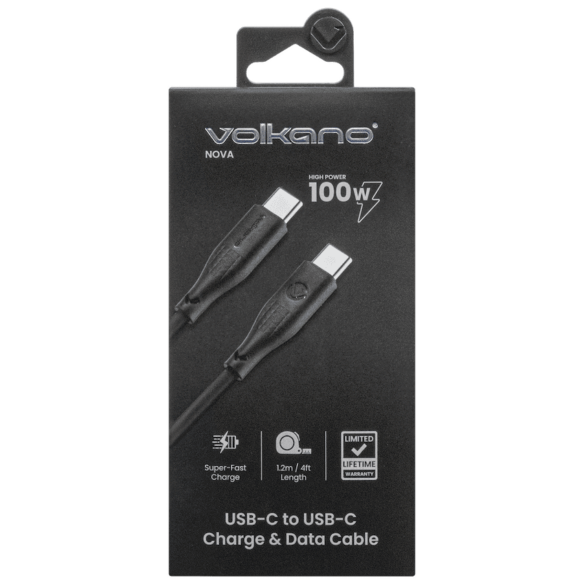 Volkano Nova Series USB C to USB C 100W 1.2m TPE cable-Black - Image 3