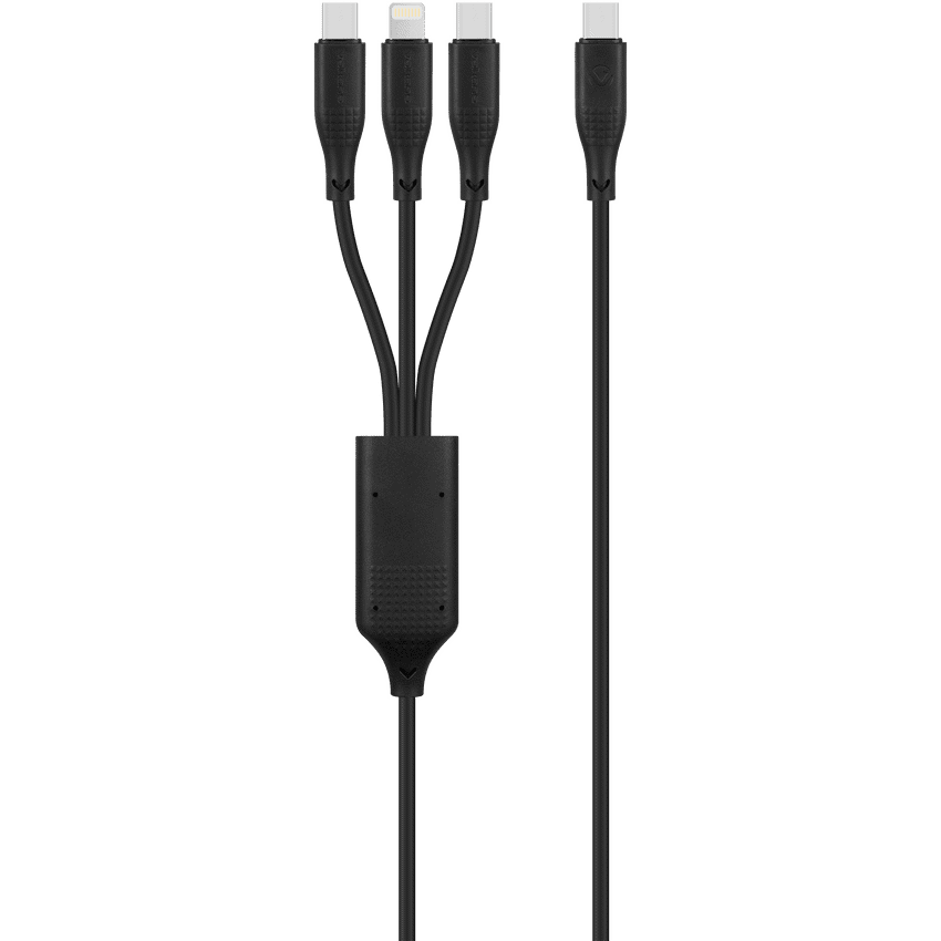 Volkano Nova Series USB C to 2 USB C and lightning cable 100W TPE-Black