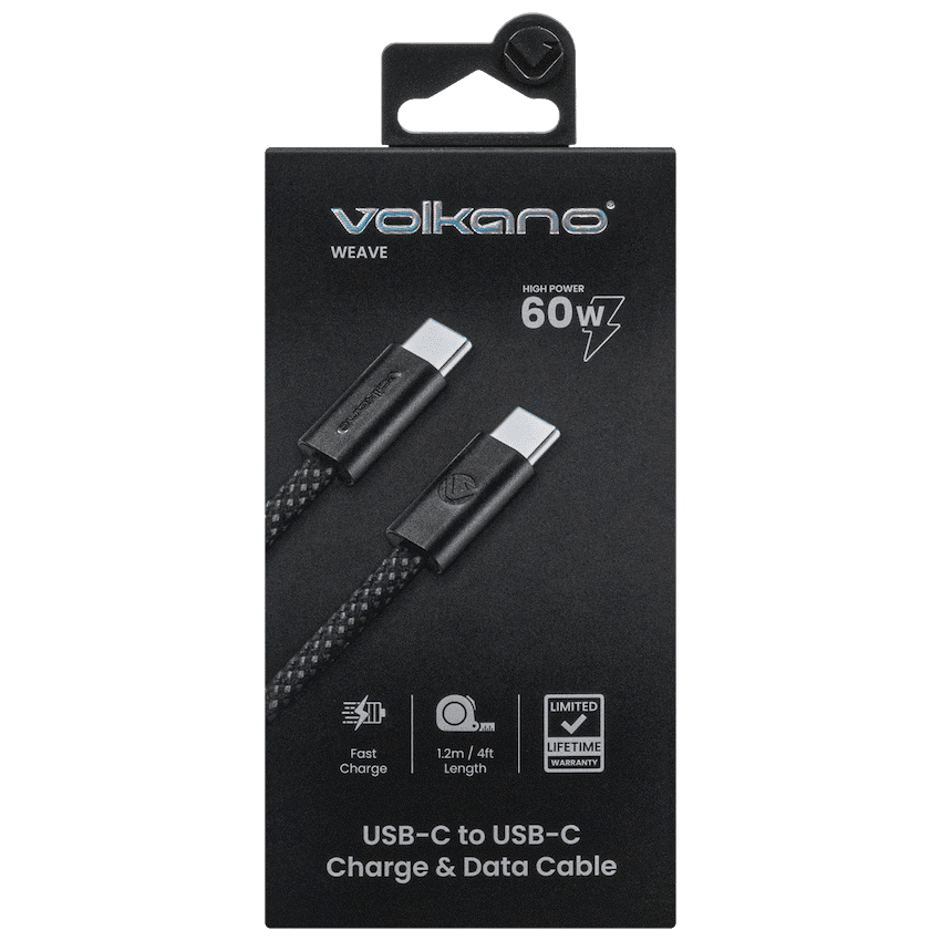 Volkano Weave Series 60w USB C to USB C 1.2m-Black - Image 3