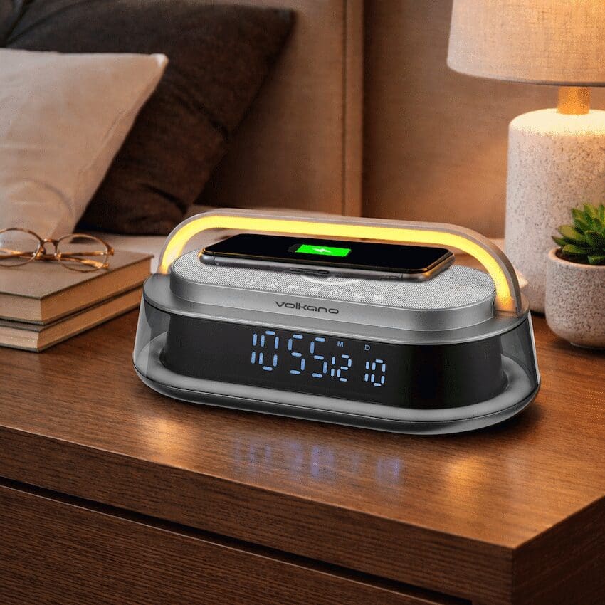 Volkano Awaken Series Alarm Clock with Wireless Charging and Speaker - Image 4