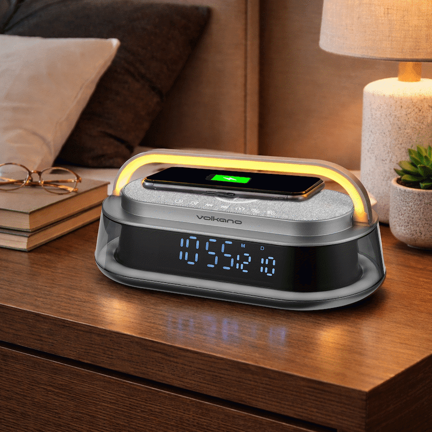 Volkano Awaken Series Alarm Clock with Wireless Charging and Speaker - Image 4