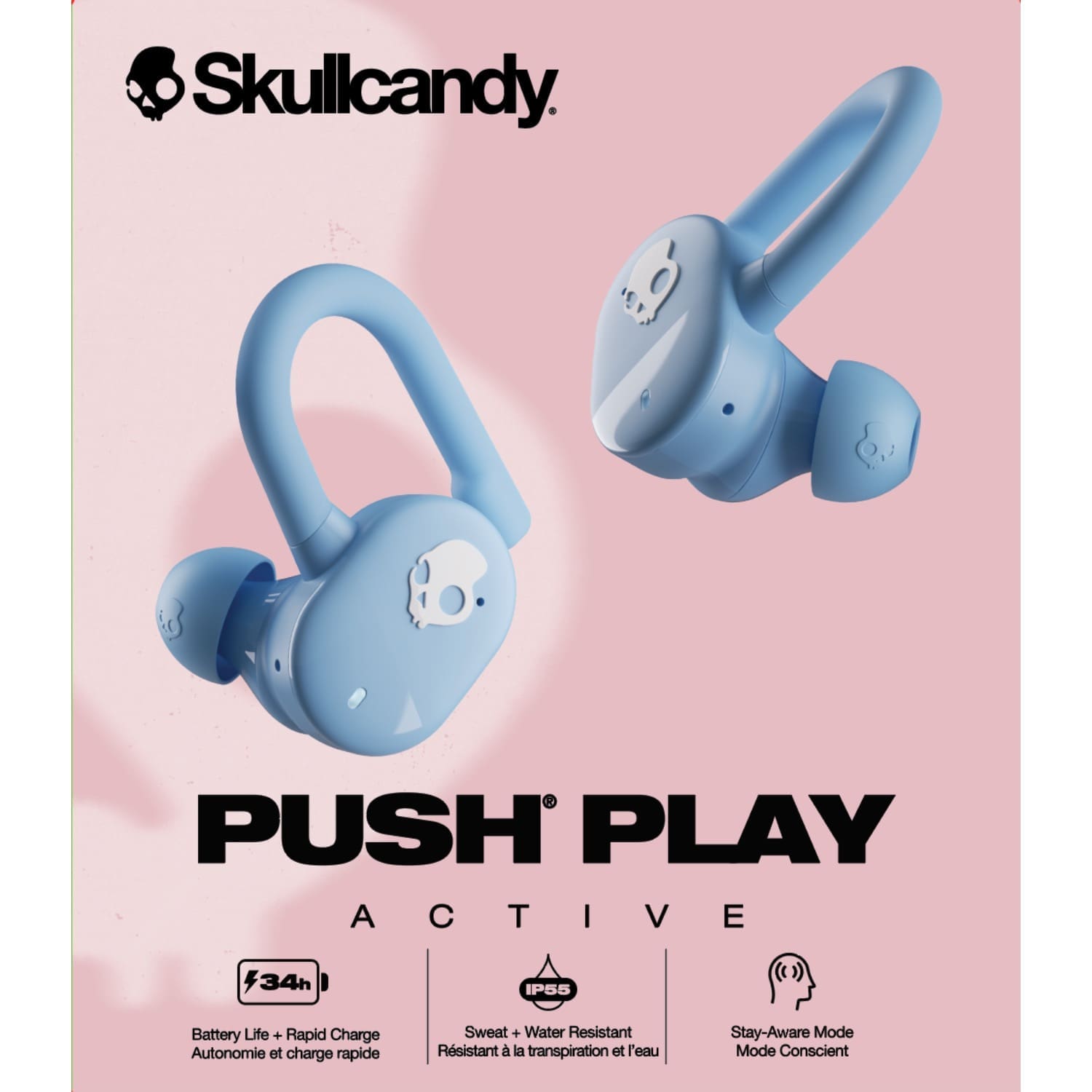 Push® Play Active True Wireless Earbuds - Preppy Blue - Image 3