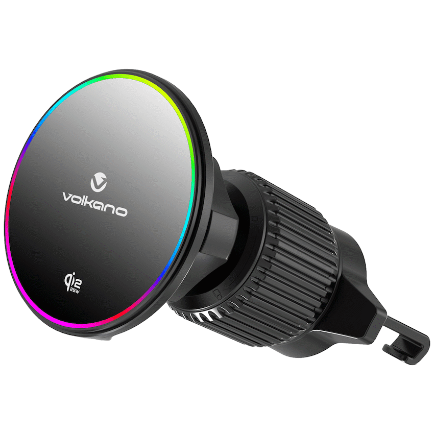 Volkano Volt Series Qi2.2 Magnetic Car Vent Phone Holder - Black - Image 2