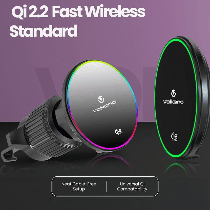 Volkano Volt Series Qi2.2 Magnetic Car Vent Phone Holder - Black - Image 3