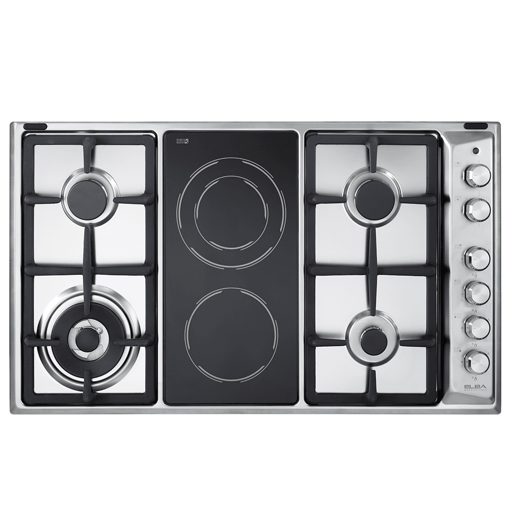 Elba 02/EN95-425 XD Classic 90cm 4 Burner Gas Hob With 2 Vitro Ceramic Electric Heat Zones