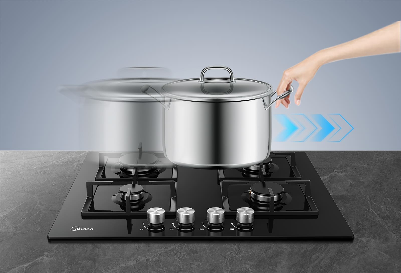 Midea 60GK007 60cm 4 Burner Gas Hob – Black Glass - Image 11