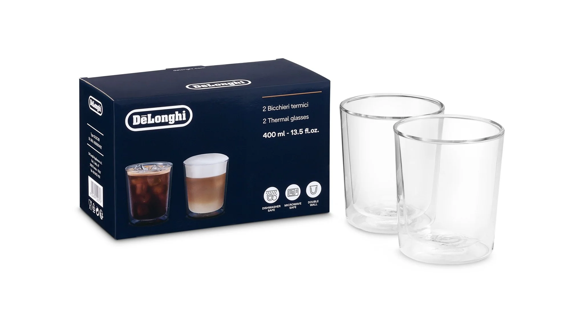 Delonghi DLSC318 Double Walled Thermal Glasses 400ml - Image 2