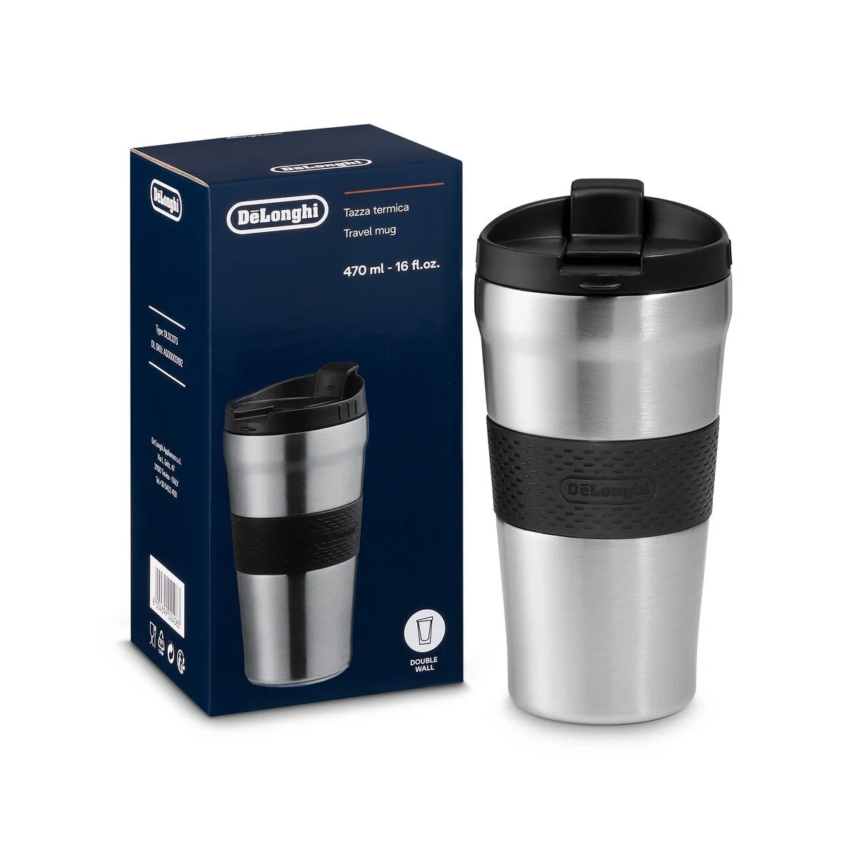 Delonghi DLSC073 Thermal Travel Mug Stainless Steel 470ml - Image 2