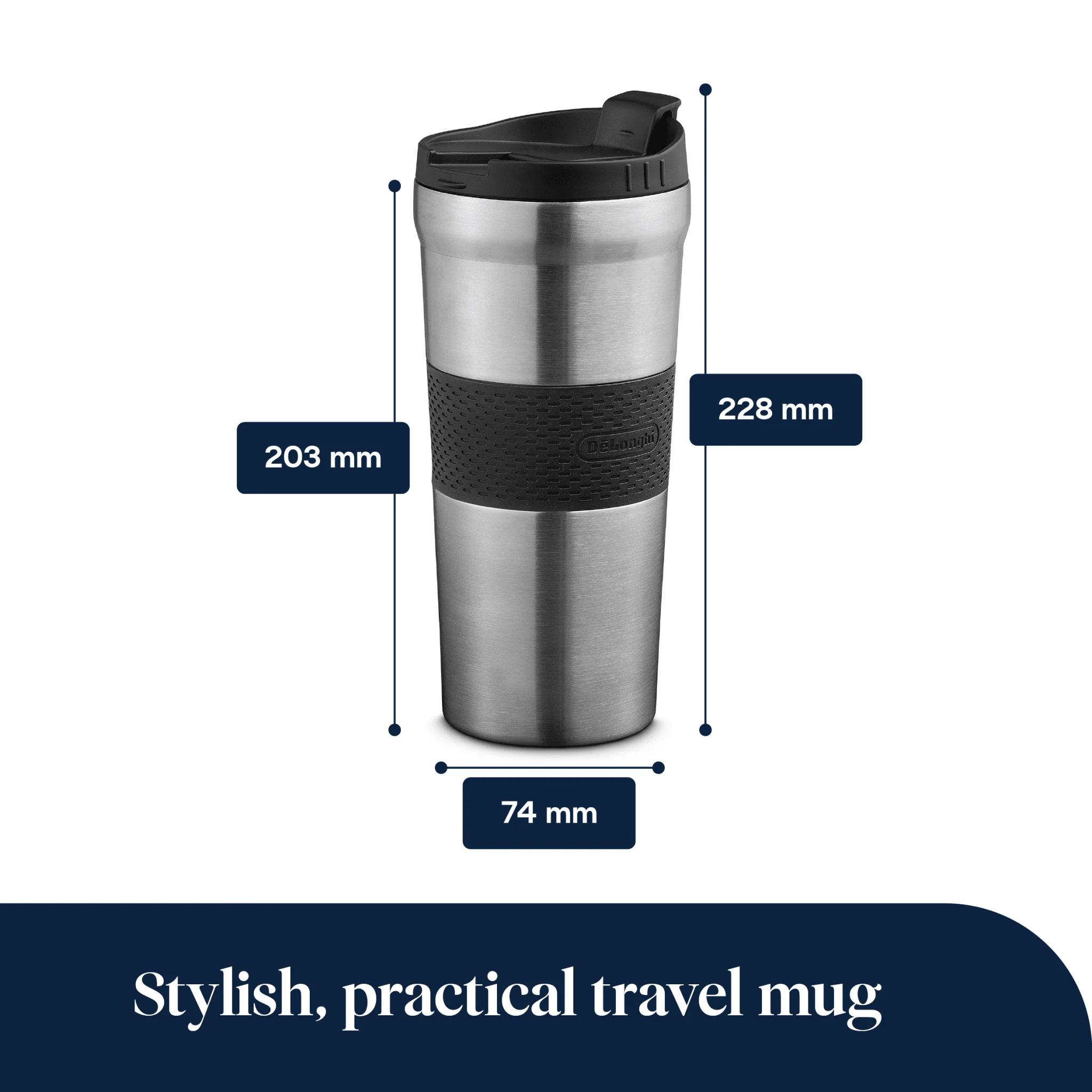 Delonghi DLSC083 Thermal Travel Mug Stainless Steel 705ml - Image 3