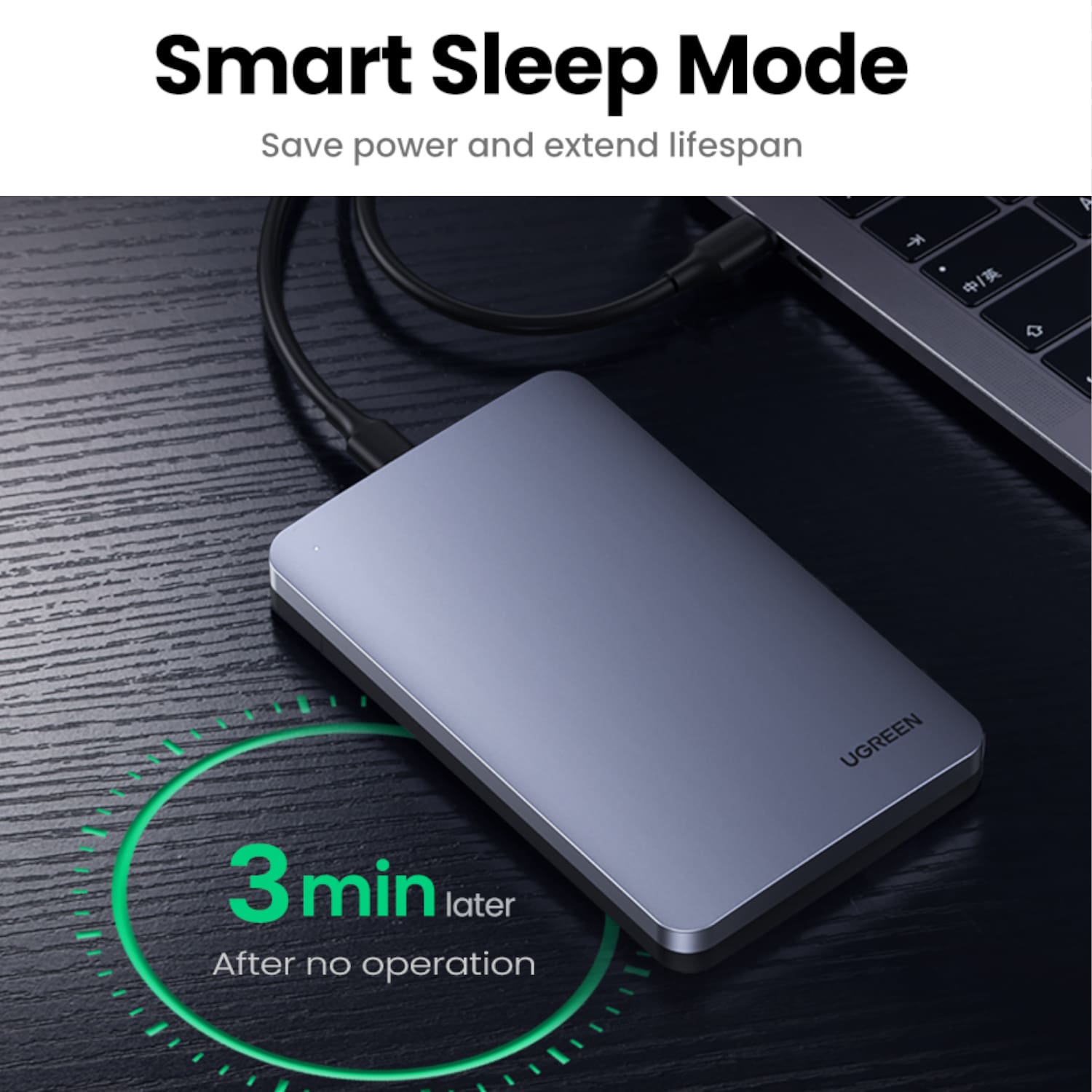 UGREEN CM300 2.5 inch USB Type-C Hard Drive Enclosure - Silver - Image 2