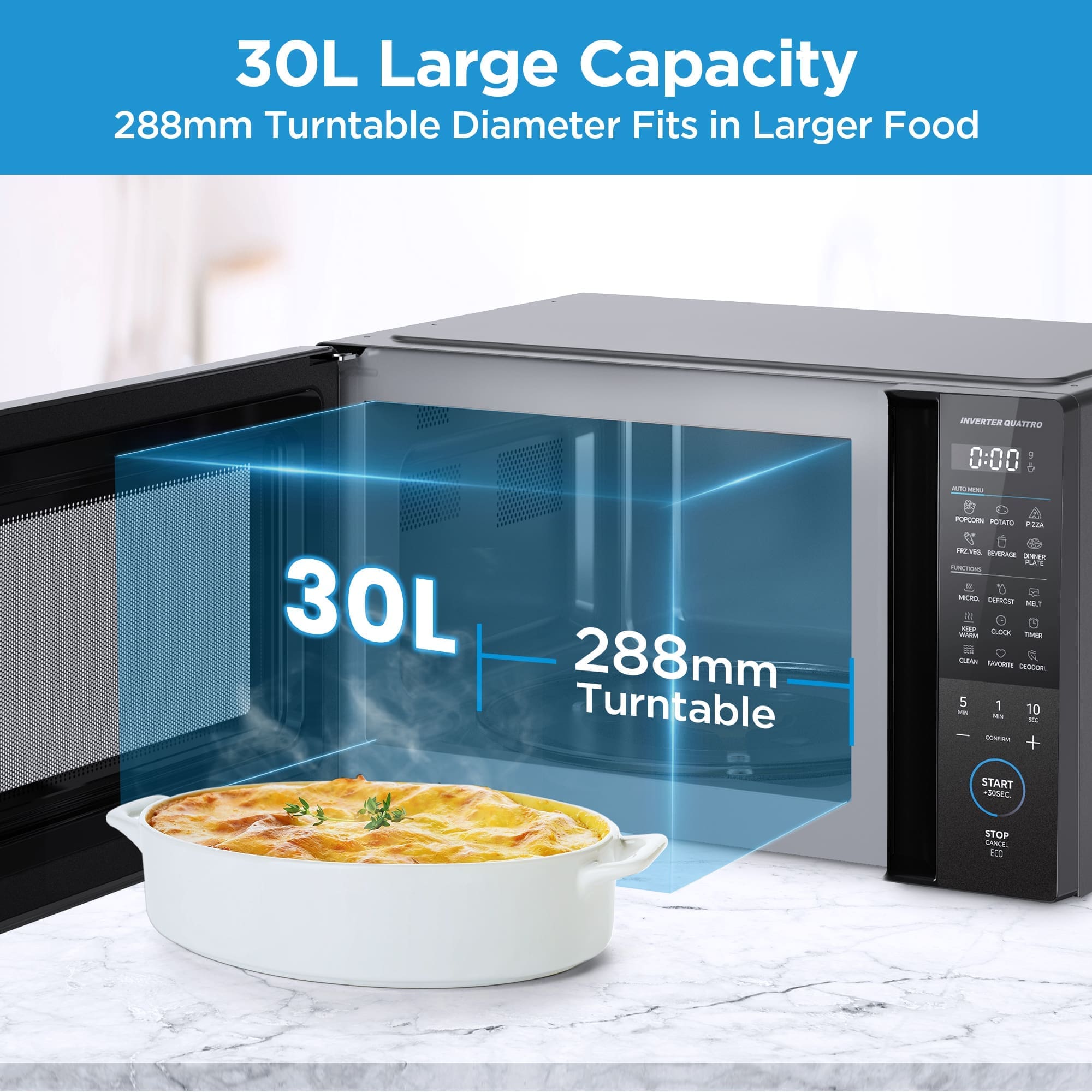 Midea EM30iBLACK 30L Inverter Digital Microwave Oven – Black - Image 6