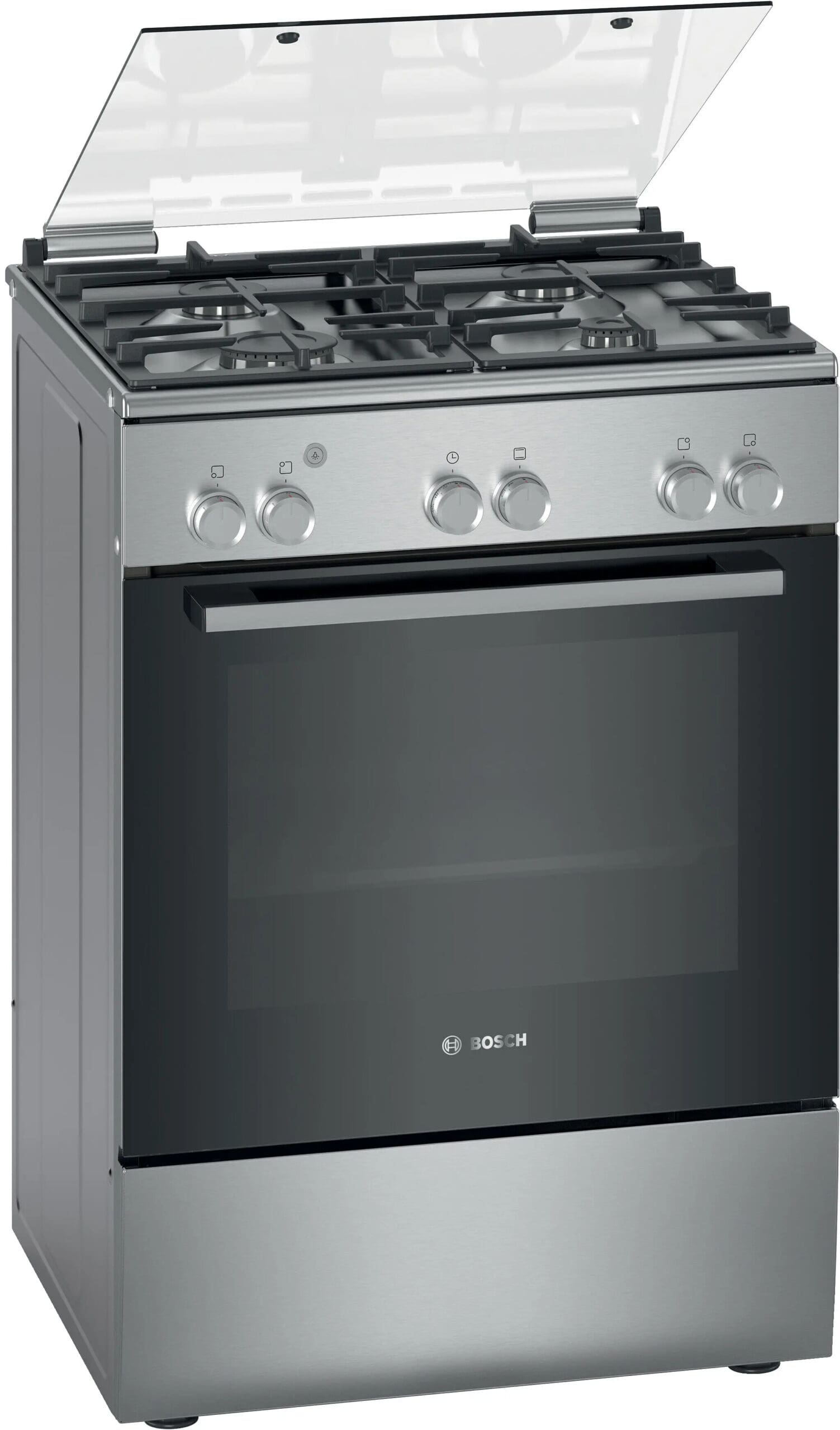 Bosch HGA120E50Z 600MM Stainless Steel 4 Burner Gas Free Standing Oven