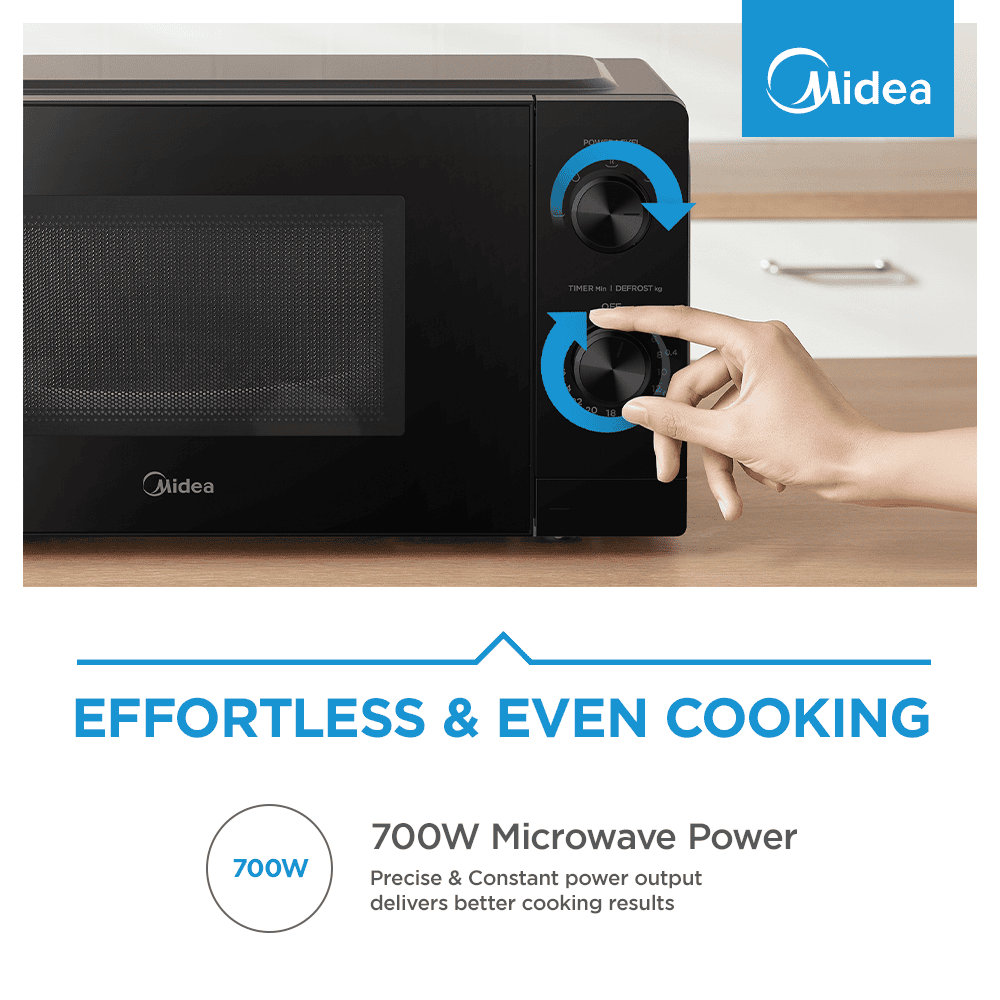 Midea MM20BLACK 20L Black Inverter Manual Microwave - Image 5