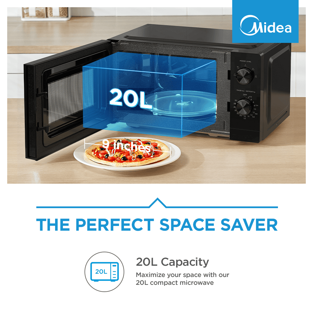 Midea MM20BLACK 20L Black Inverter Manual Microwave - Image 7