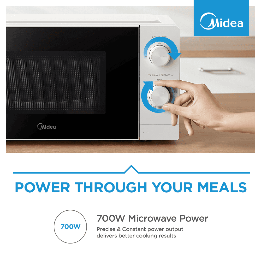 Midea MM20WHITE 20L White Inverter Manual Microwave - Image 5