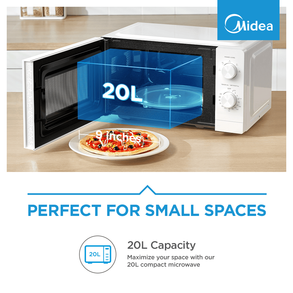 Midea MM20WHITE 20L White Inverter Manual Microwave - Image 7