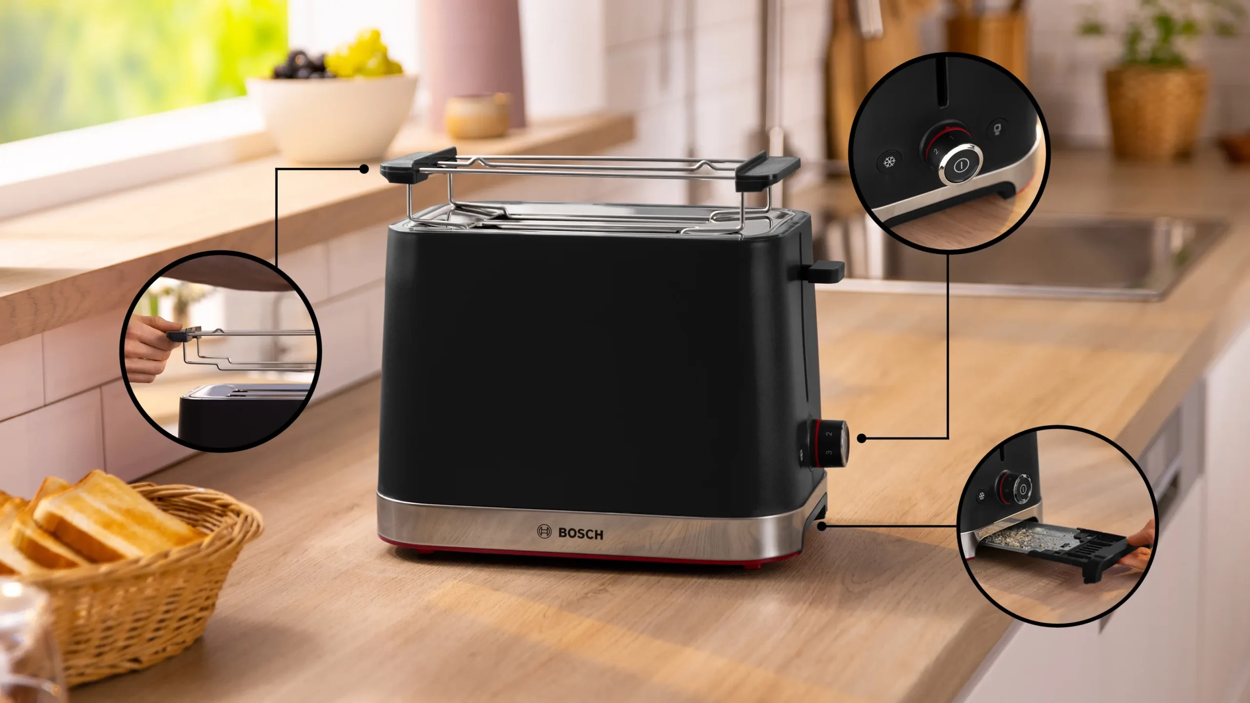 Bosch TAT4M223 My Moment Compact Toaster Black - Image 2