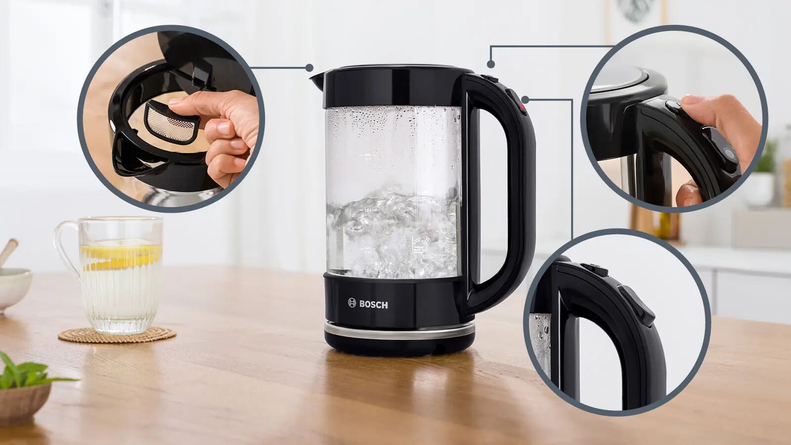 Bosch TWK70B03 1.7L Glass Cordless Kettle - Image 2
