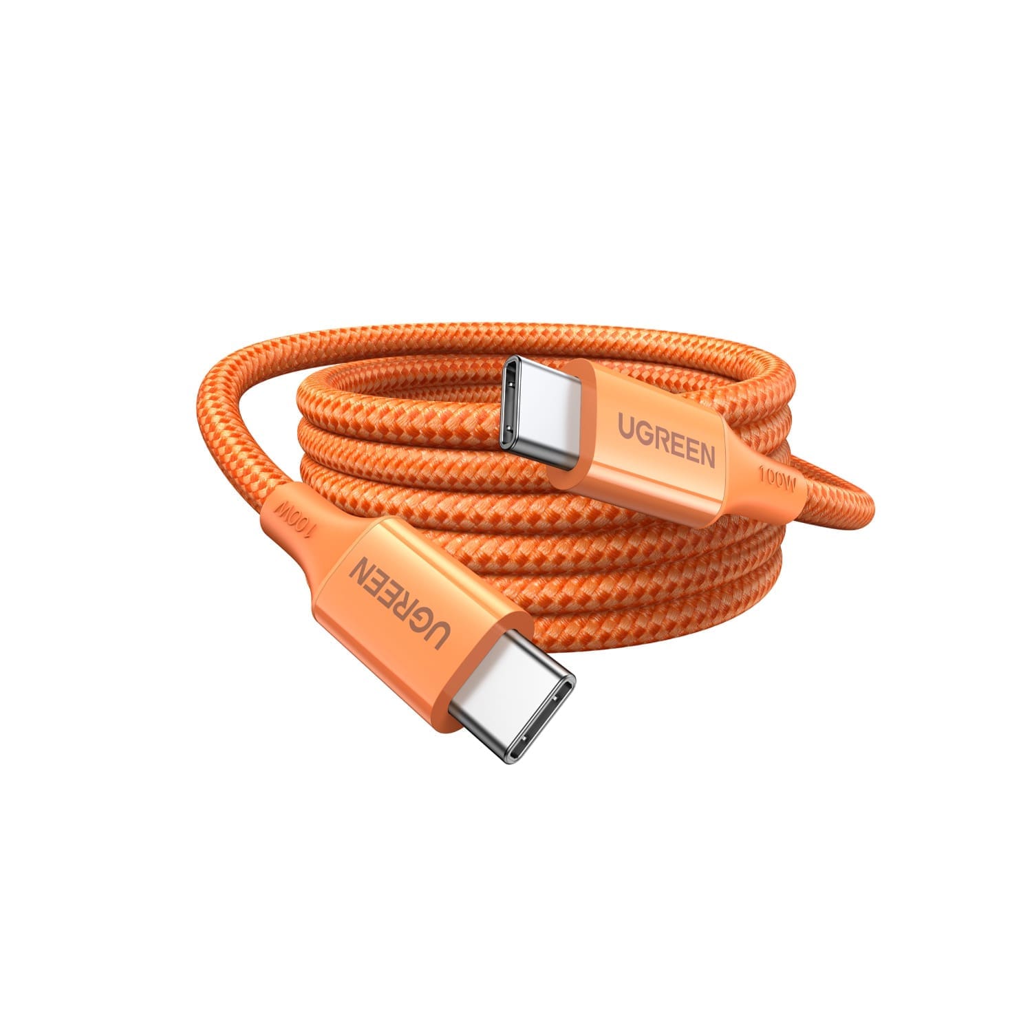 UGREEN Type-C To Type-C Braided Cable 100W 1 Metre - Orange - Image 2