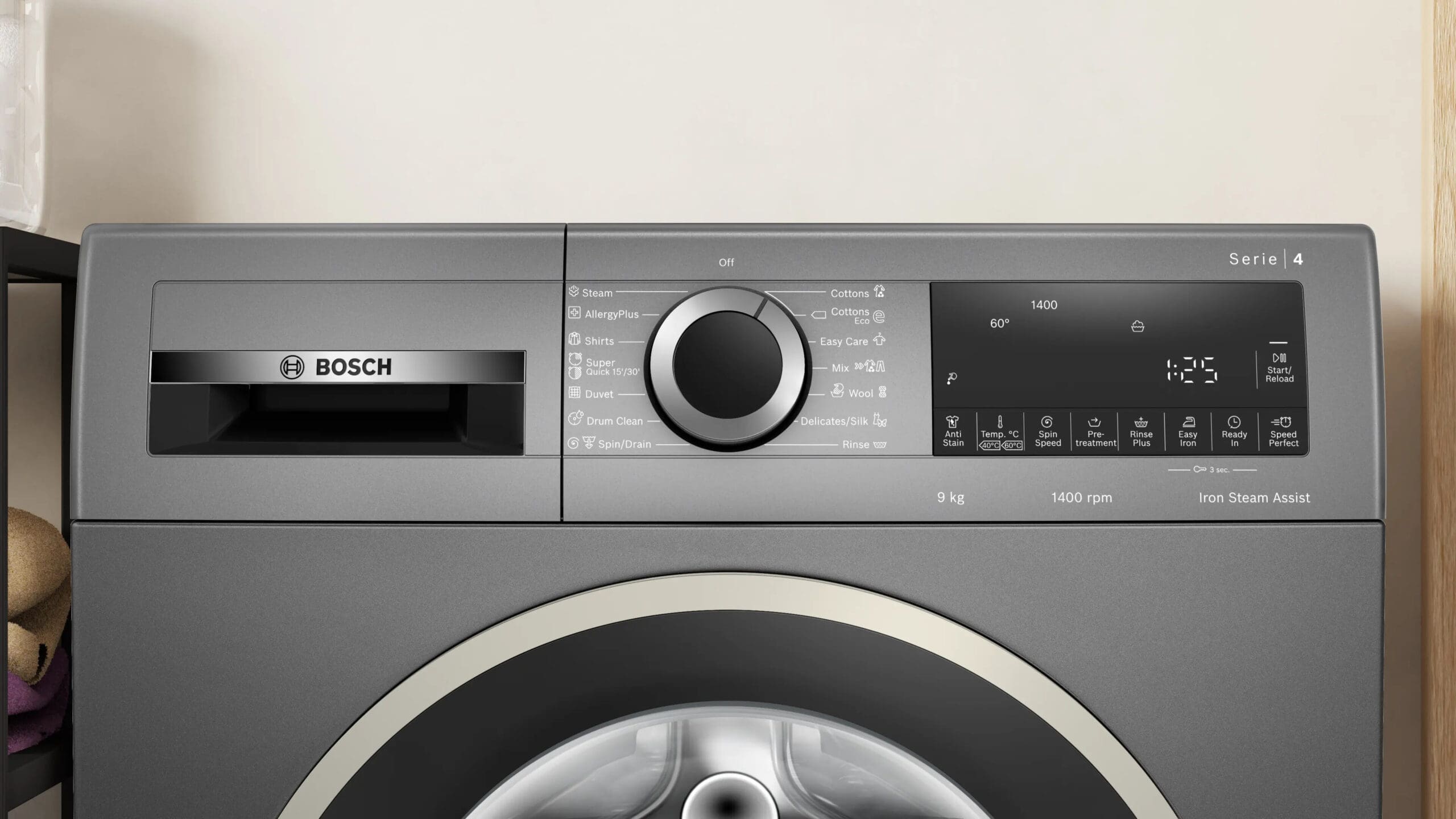 Bosch WGA244ZRZA 9kg Frontloader Washing Machine Series 4 1400rpm Cast Iron Grey - Image 2