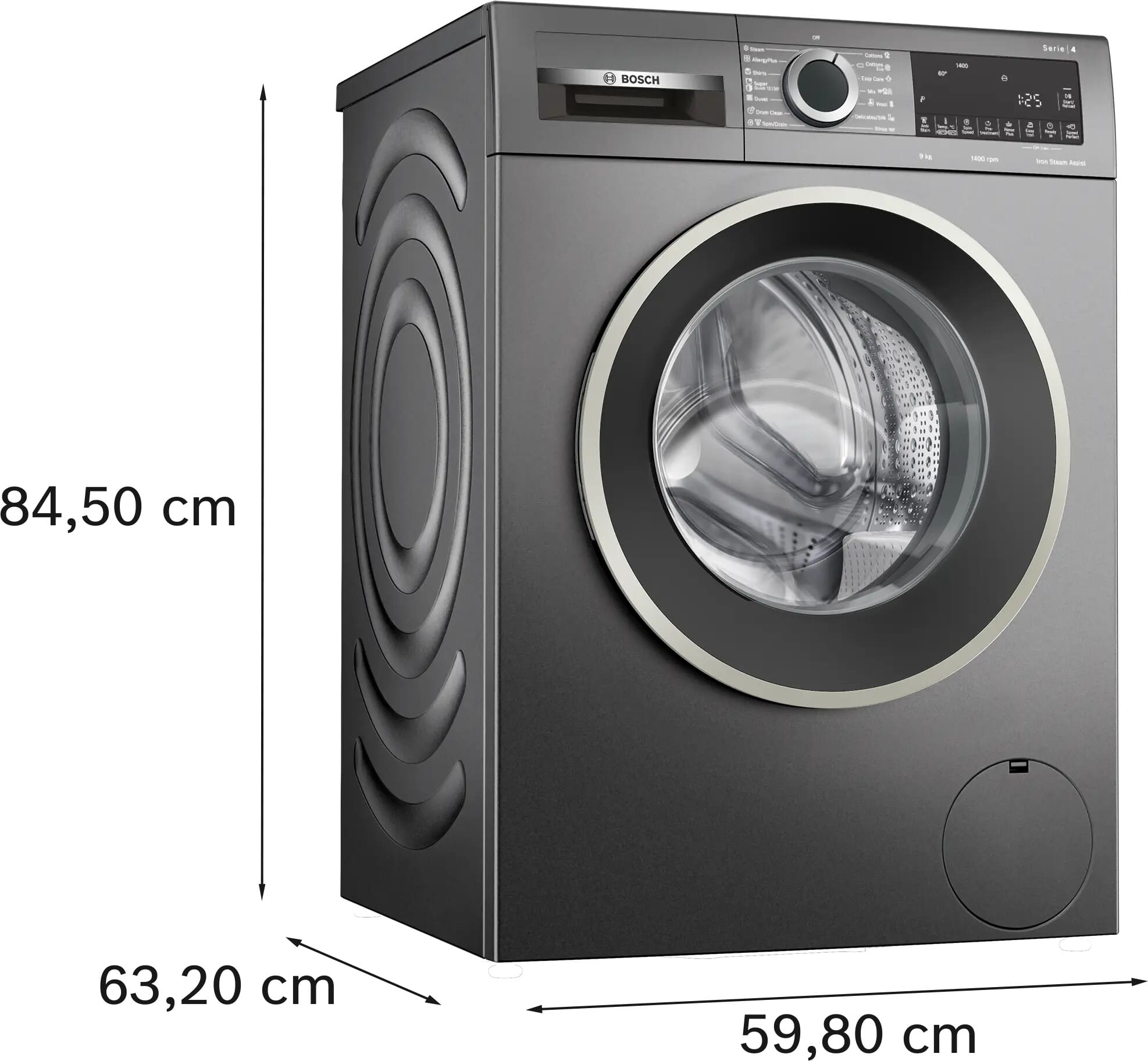 Bosch WGA244ZRZA 9kg Frontloader Washing Machine Series 4 1400rpm Cast Iron Grey - Image 9