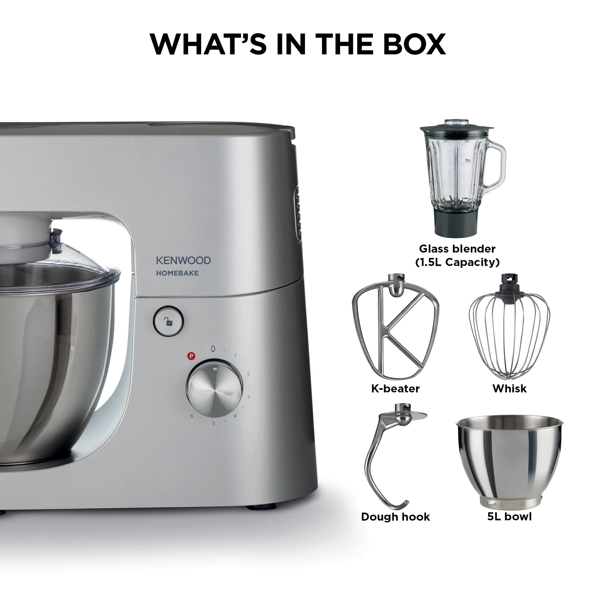 Kenwood KHH01.120SI HomeBake Stand Mixer with Blender - Silver - Image 4