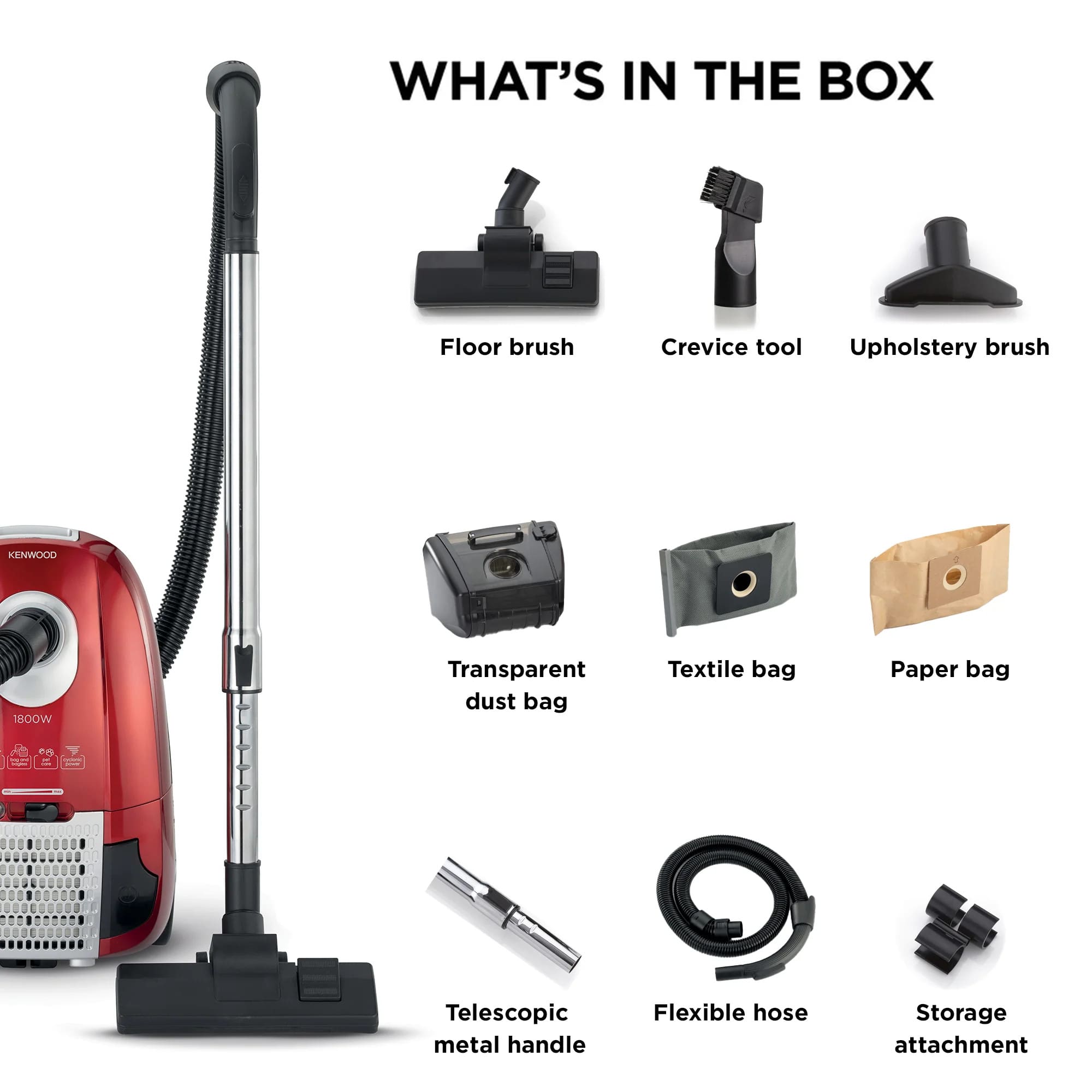 Kenwood 00P275101KEZA Kenwood Dual action – Bag & Bagless Vacuum cleaner - Image 5