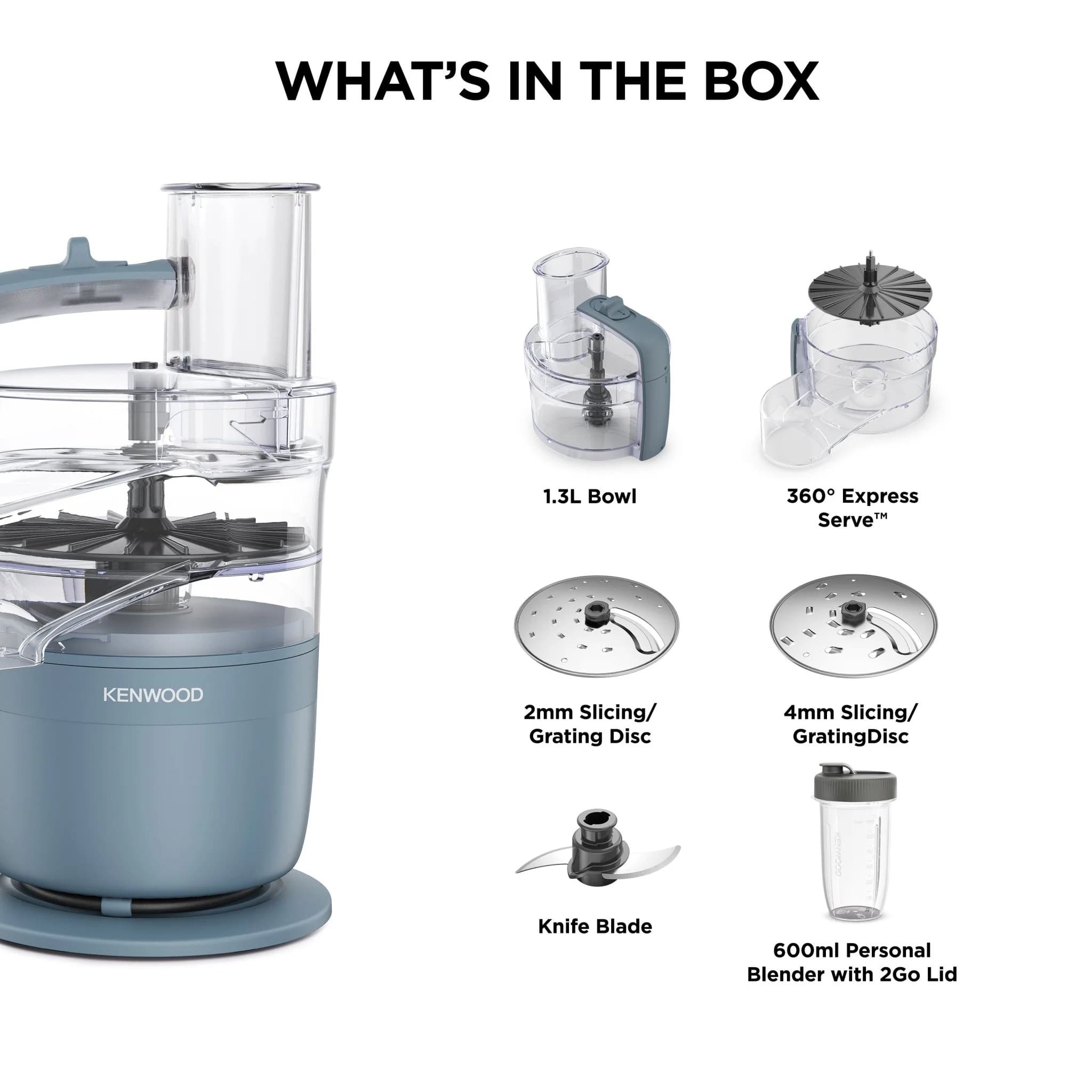 Kenwood FDP23.380GY Go Collection Blend and Go Blender and Food Processor, Grey - Image 3