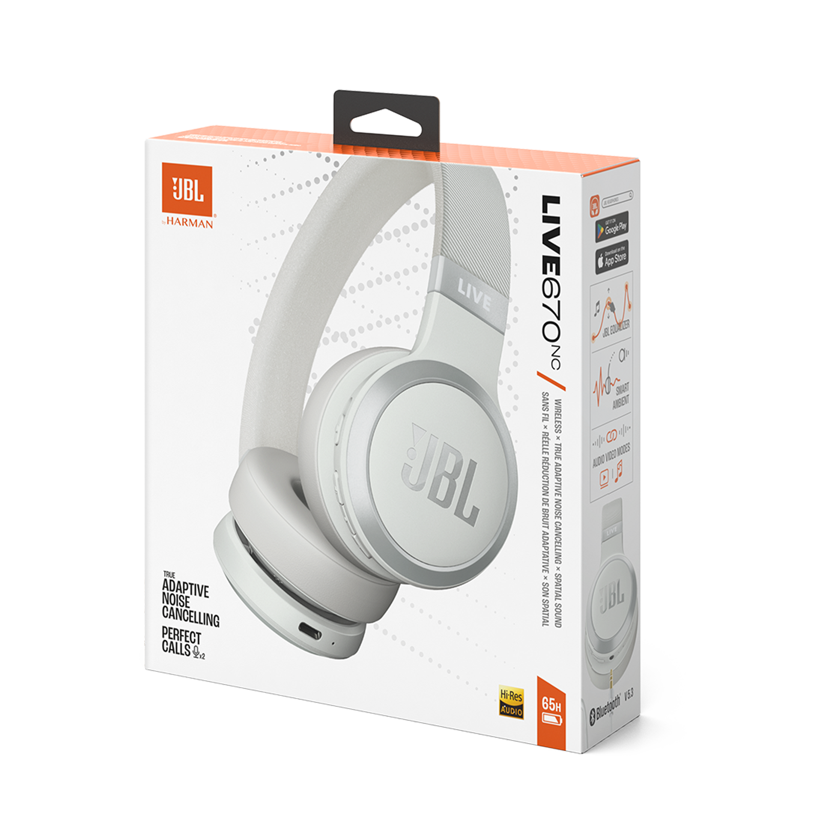 JBL Live 670 NC BT On Ear Headphone-White