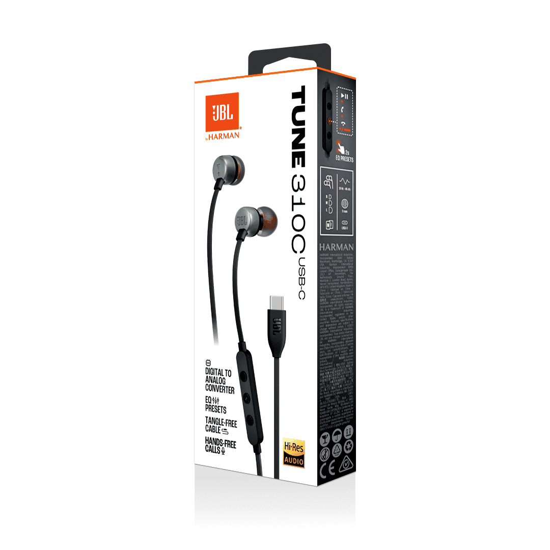 JBL Tune 310C Hi-Res USB-C Wired In Ear Headphone-Black - Image 8