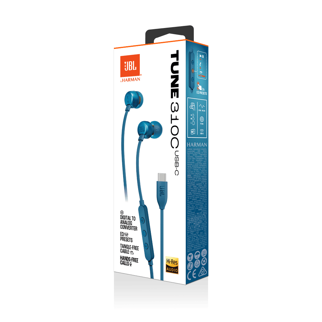 JBL Tune 310C Hi-Res USB-C Wired In Ear Headphone-Blue - Image 9