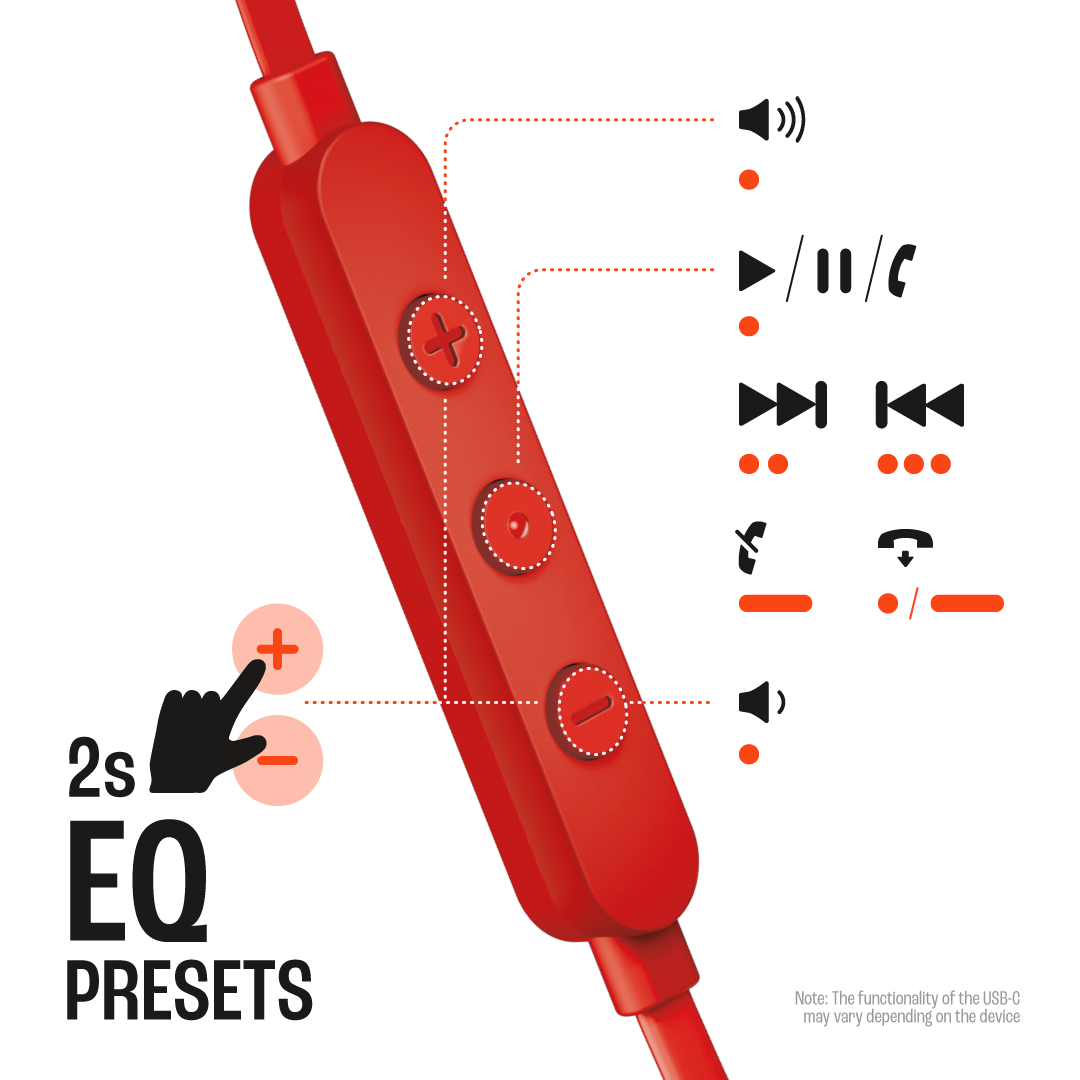JBL Tune 310C Hi-Res USB-C Wired In Ear Headphone-Red - Image 5