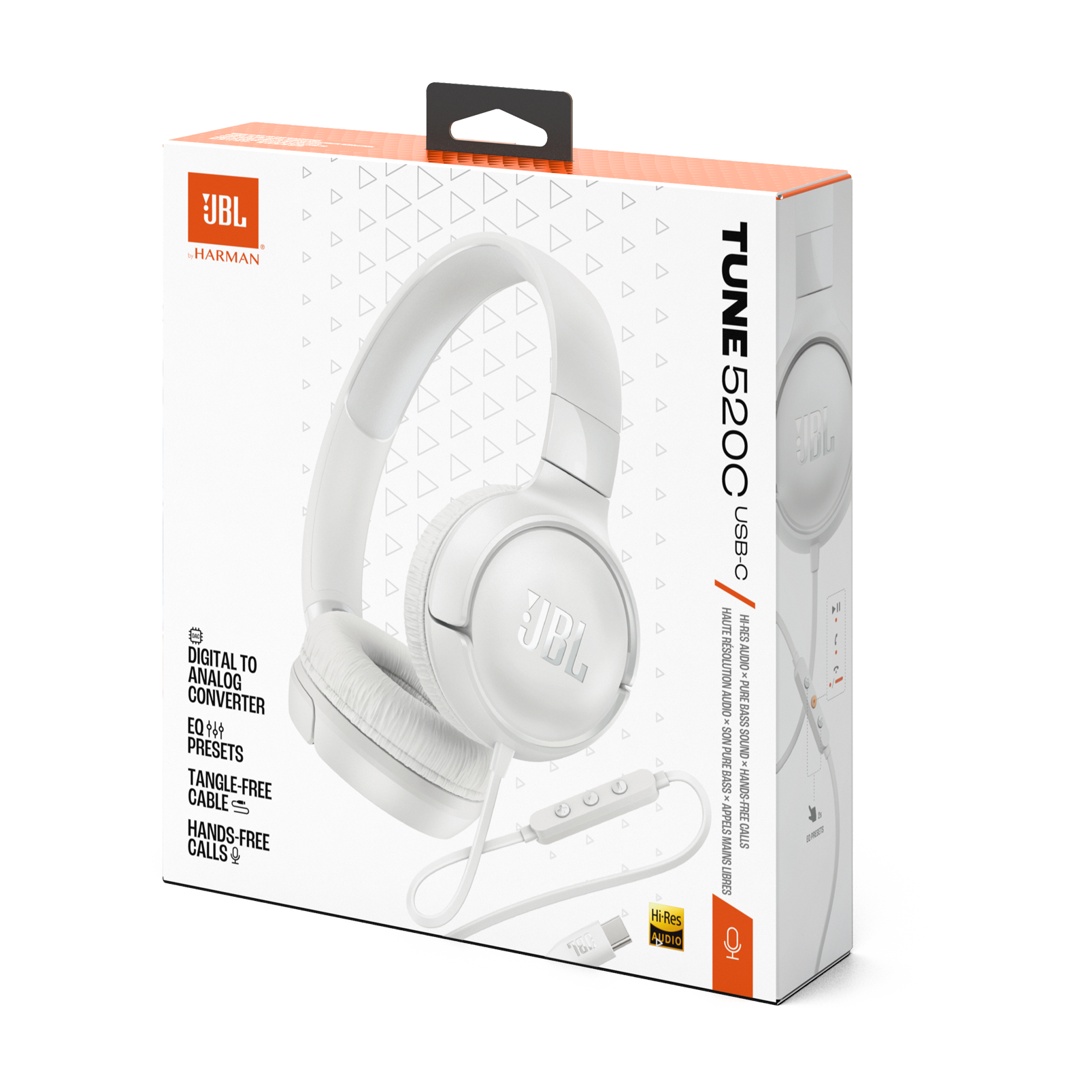 JBL Tune 520C Hi-Res Wired On Ear Headphone-White